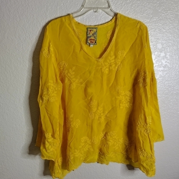 NWT Johnny Was Mandi Tunic Top Yellow Blouse sz M - Picture 2 of 10
